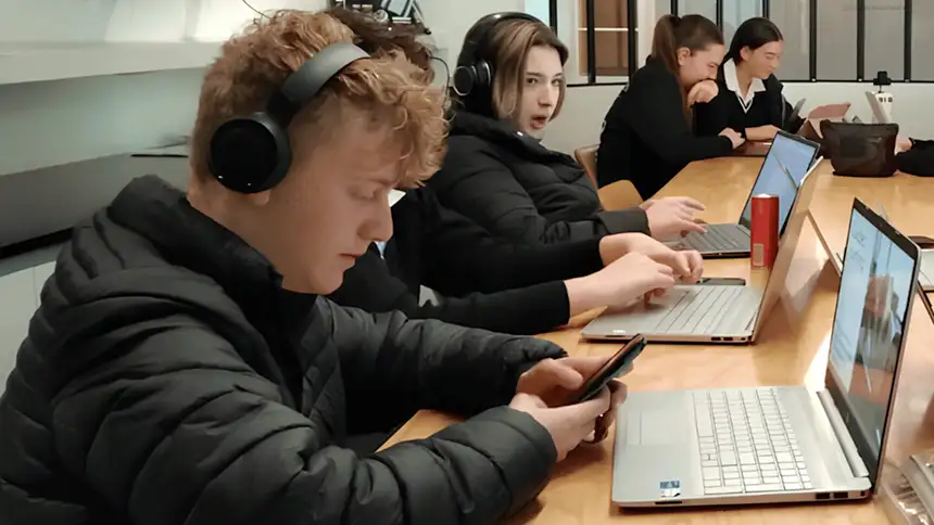 King David High School Students using digital devices